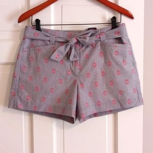🆕 🌸LOFT🌸 - Striped Embroidered Belted Shorts